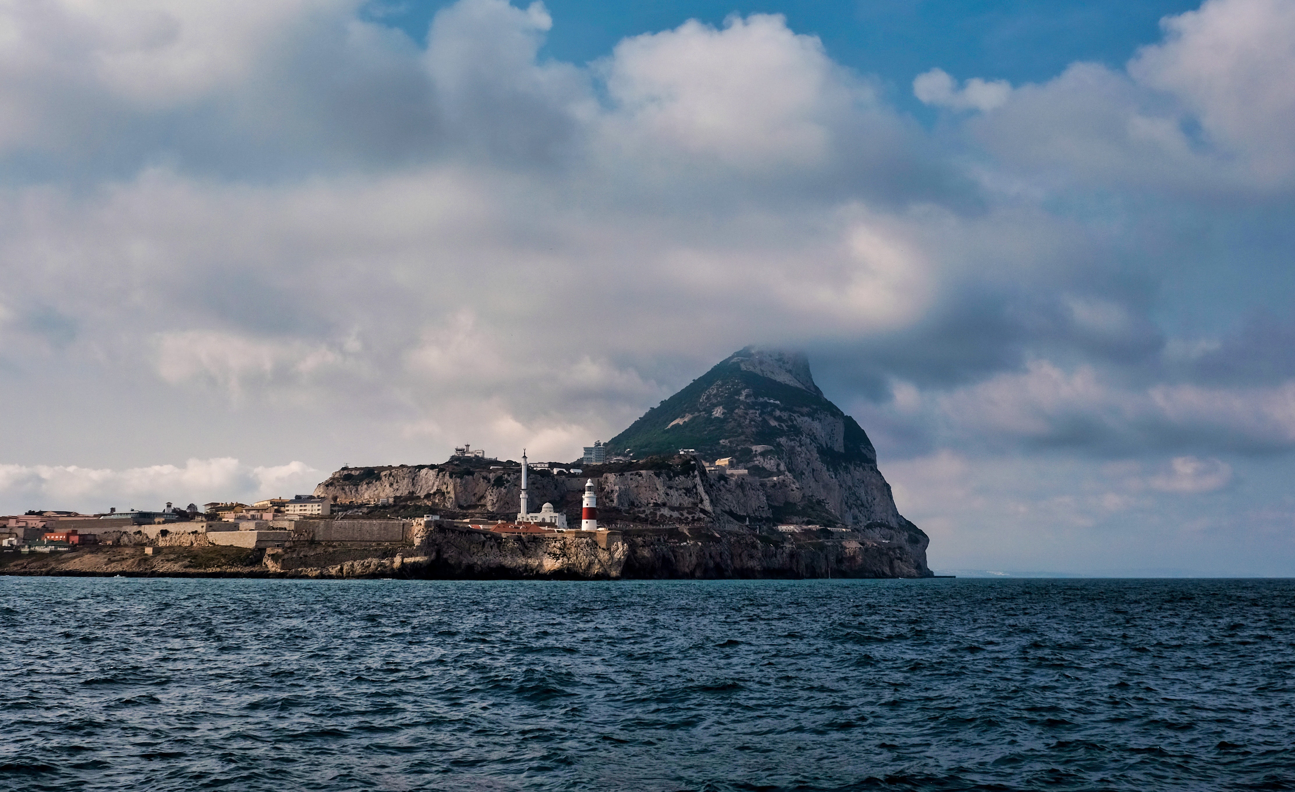 Looking towards the Gibraltar rock from the sea near Europa Point